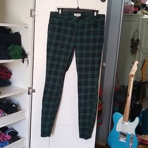 green plaid jeans